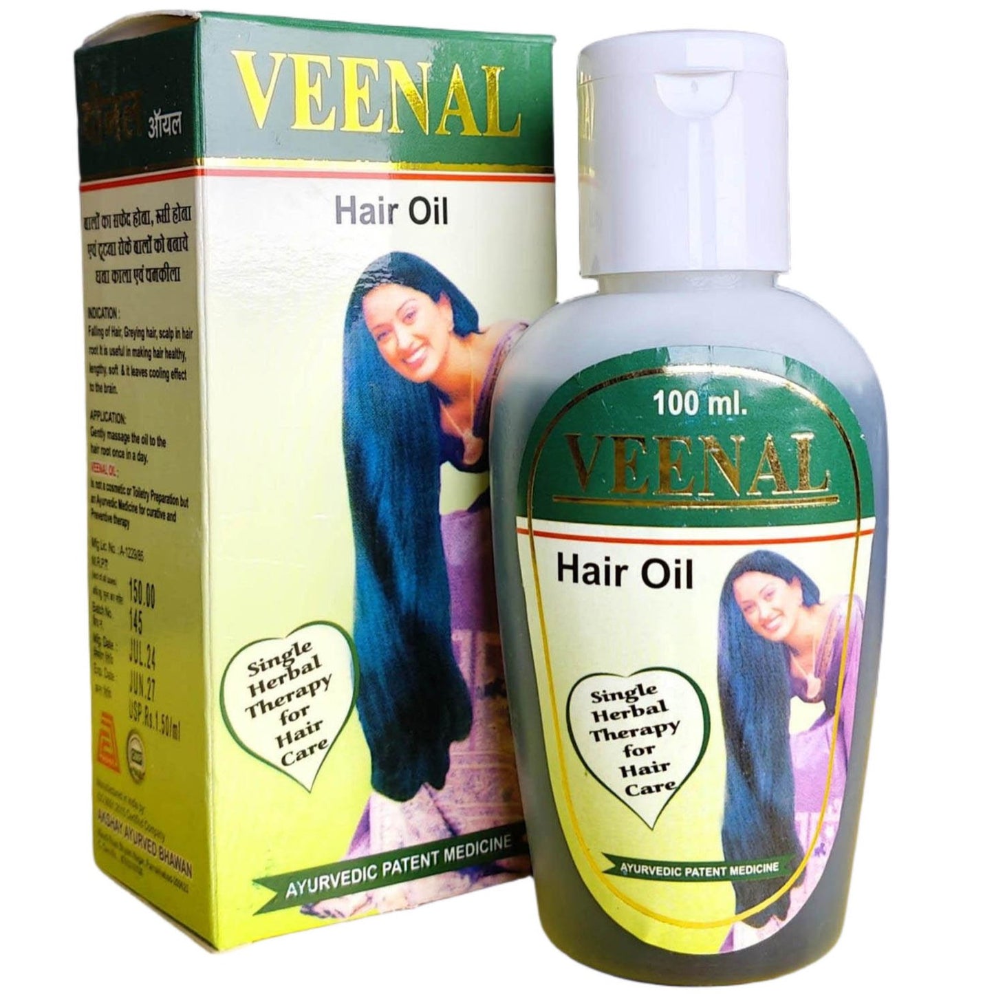 Veenal Ayurvedic Hair Oil 100ml bottle by Akshay Pharmaceuticals — herbal oil for hair fall, premature greying and dandruff control